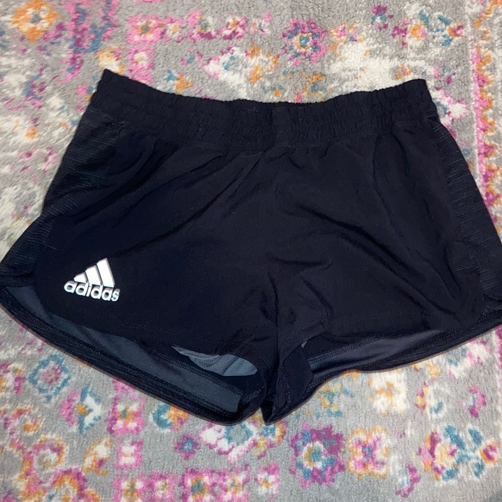 Black addias running shorts